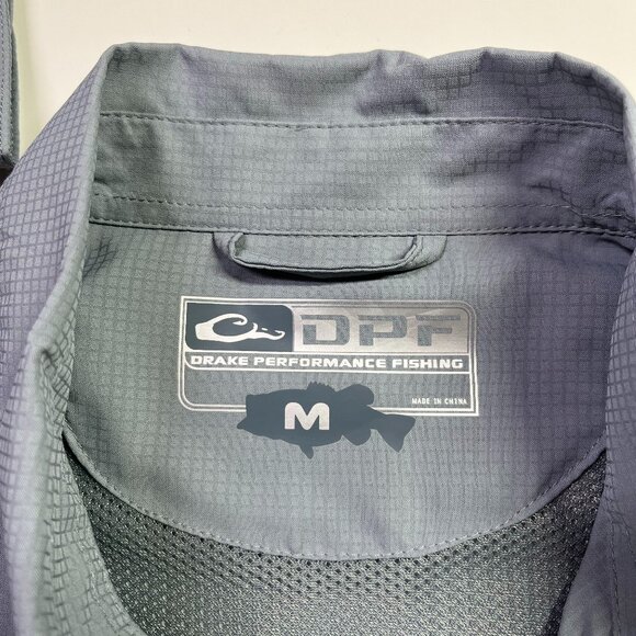 Drake Performance Fishing DPF Men's M Grey Long Sleeve Shirt Vented Pockets - Picture 2 of 12